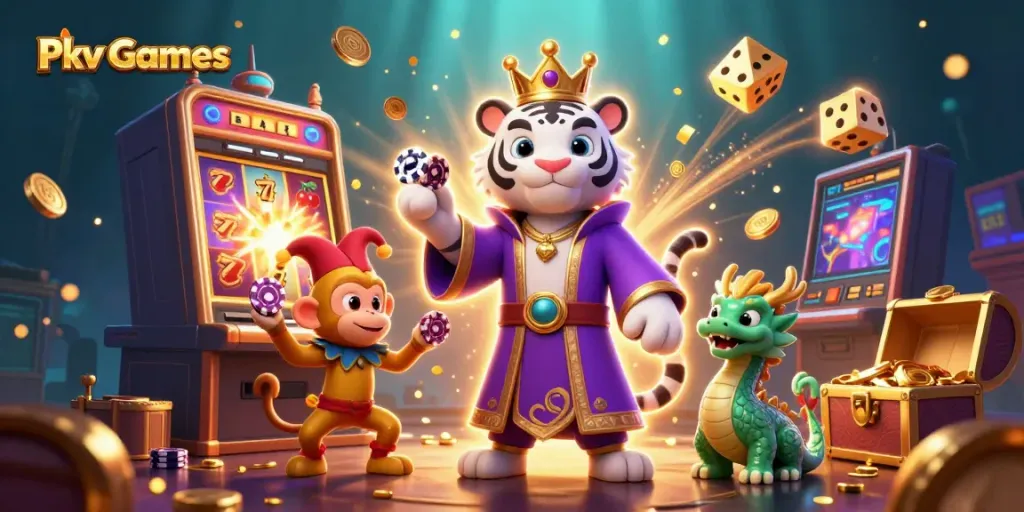 Experience thrilling Pkv Games action with captivating characters and vibrant casino elements.