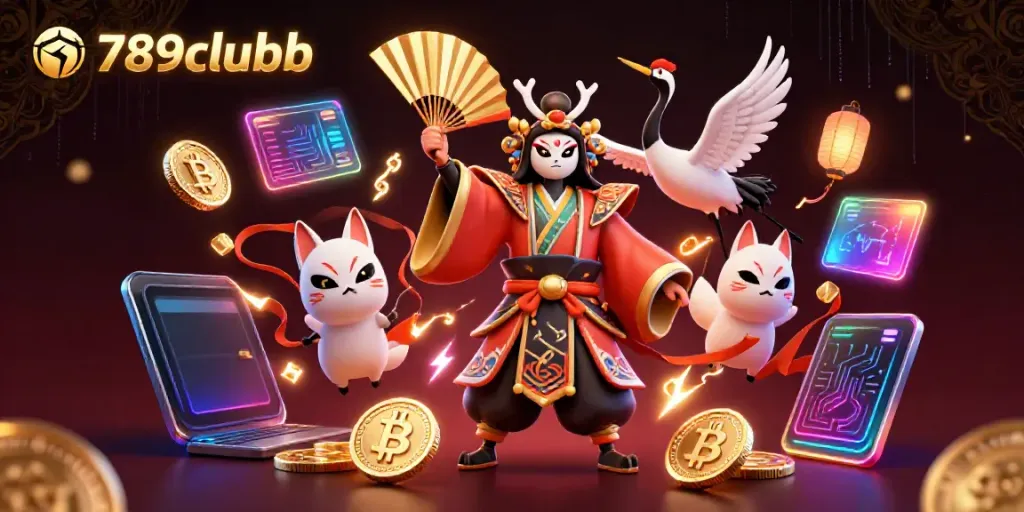 Experience thrilling gameplay at 789clubb with vibrant characters and crypto elements in a casino setting.