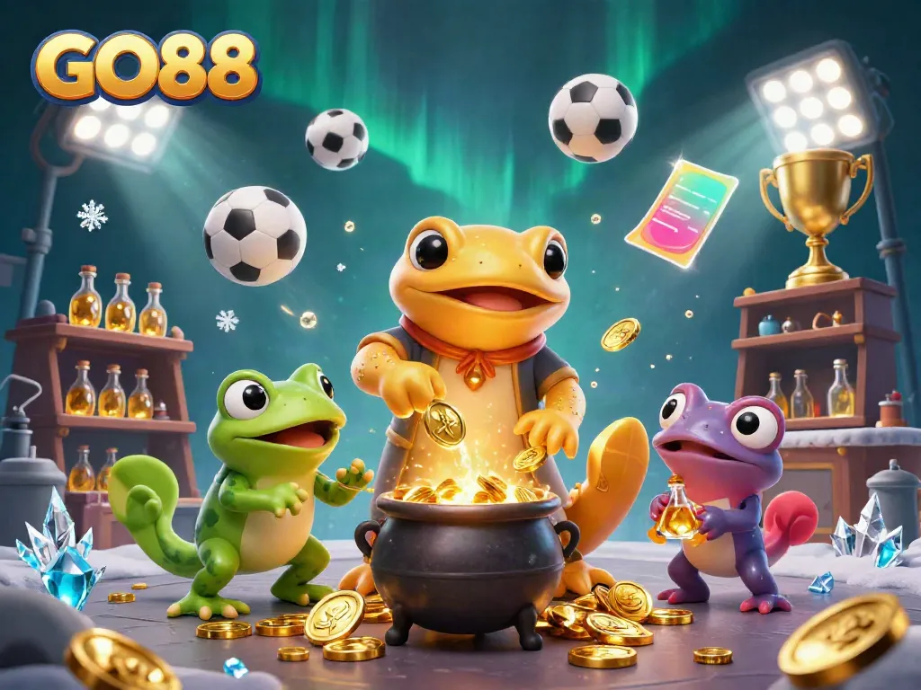 Experience GO88’s vibrant gaming world with dynamic sports and gold-themed elements