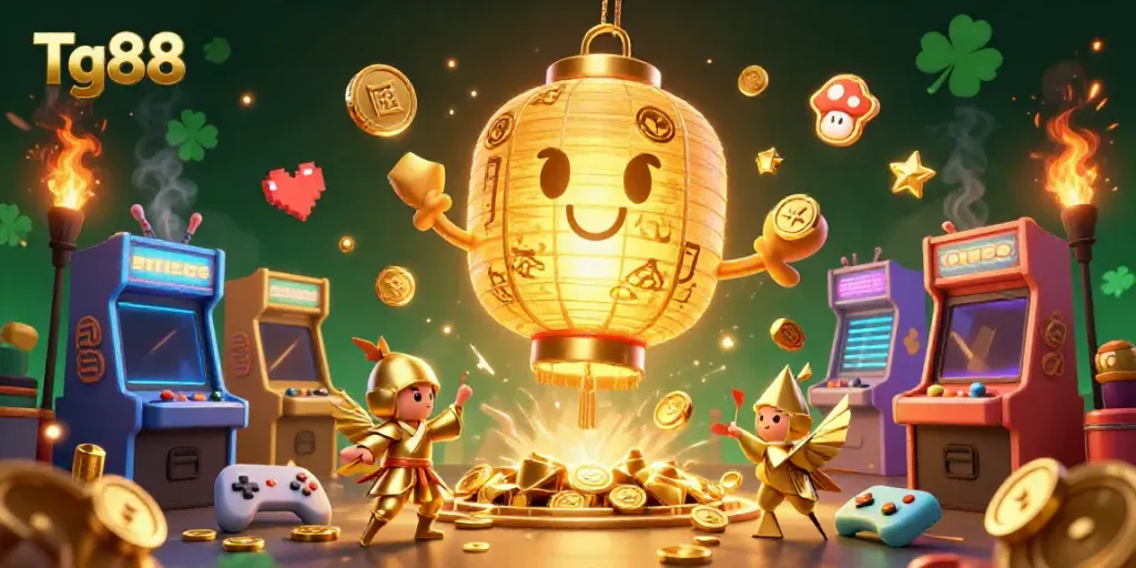 Engage with Tg88's dynamic casino scene featuring vibrant characters and game elements.