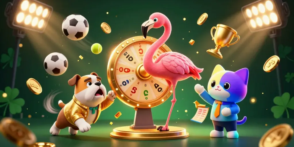 Engage with ck44's thrilling gaming experience showcased through vibrant characters and dynamic casino elements.