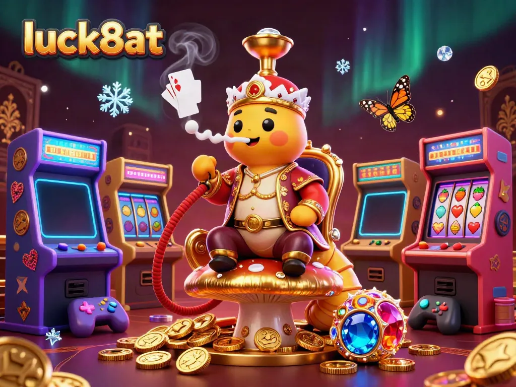 Experience the magic of gambling with luck8at in a vibrant casino-inspired digital art scene.