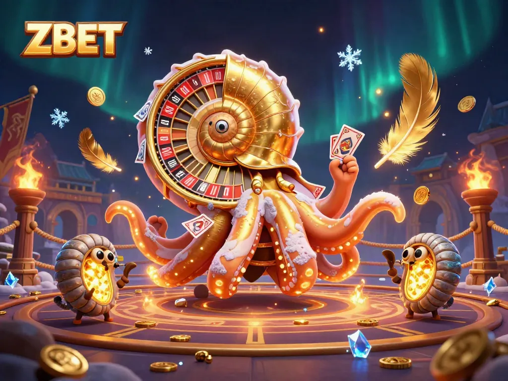 Engage in thrilling games with ZBET as an ancient giant nautilus spins a roulette wheel.