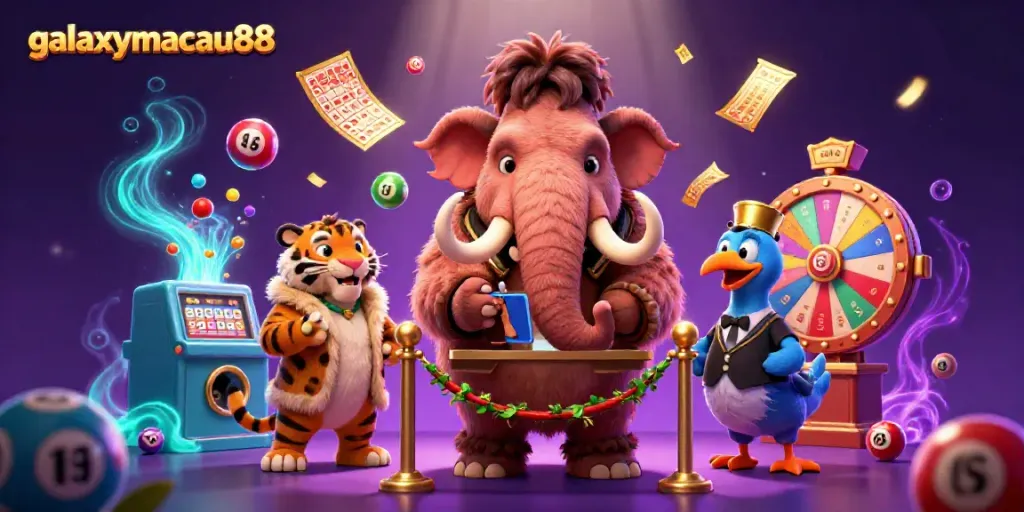 Experience thrilling gaming at galaxymacau88 with vibrant casino elements and lively characters.