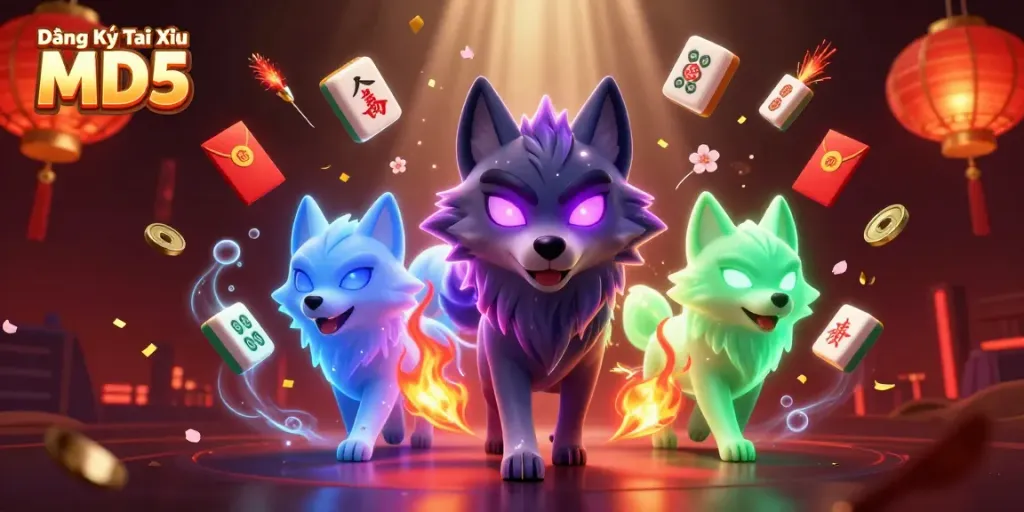 Experience thrilling gaming with Đăng Ký Tài Xỉu MD5 amidst vibrant casino-inspired elements.