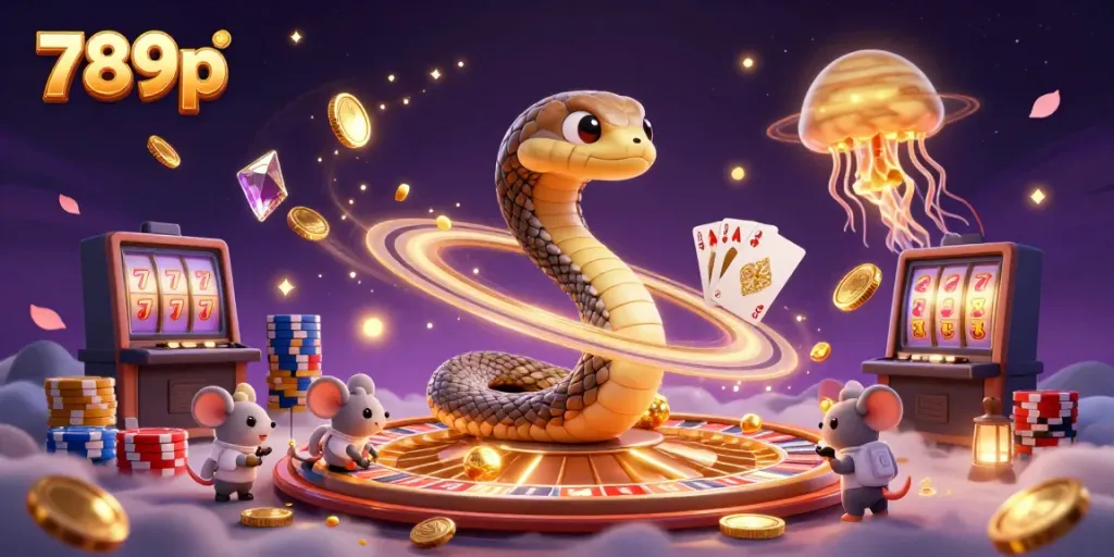 Experience thrilling bets in 789p's cosmic casino with cartoon characters and vibrant elements.