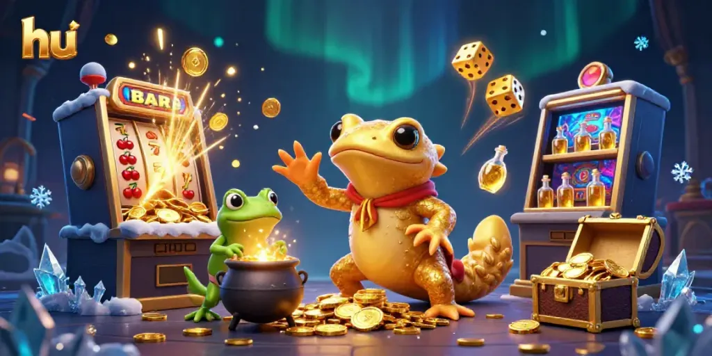 Experience the thrilling world of hu with a golden salamander alchemist and dynamic casino elements.