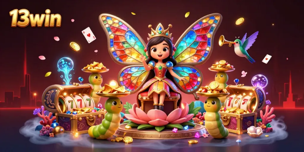 Engage with the vibrant world of 13win casino featuring 3D butterfly queen and rich gaming elements.