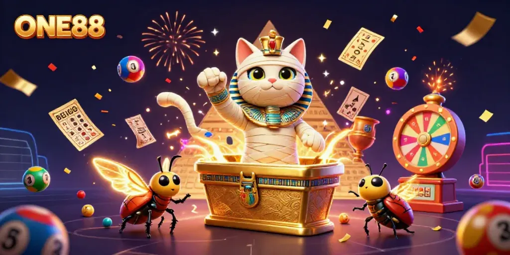 Experience thrilling games with the ONE88 pyramid casino featuring exciting lottery elements and rich visuals.