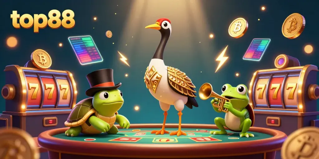 Engage with top88's casino experience featuring vibrant characters and exciting gaming elements.