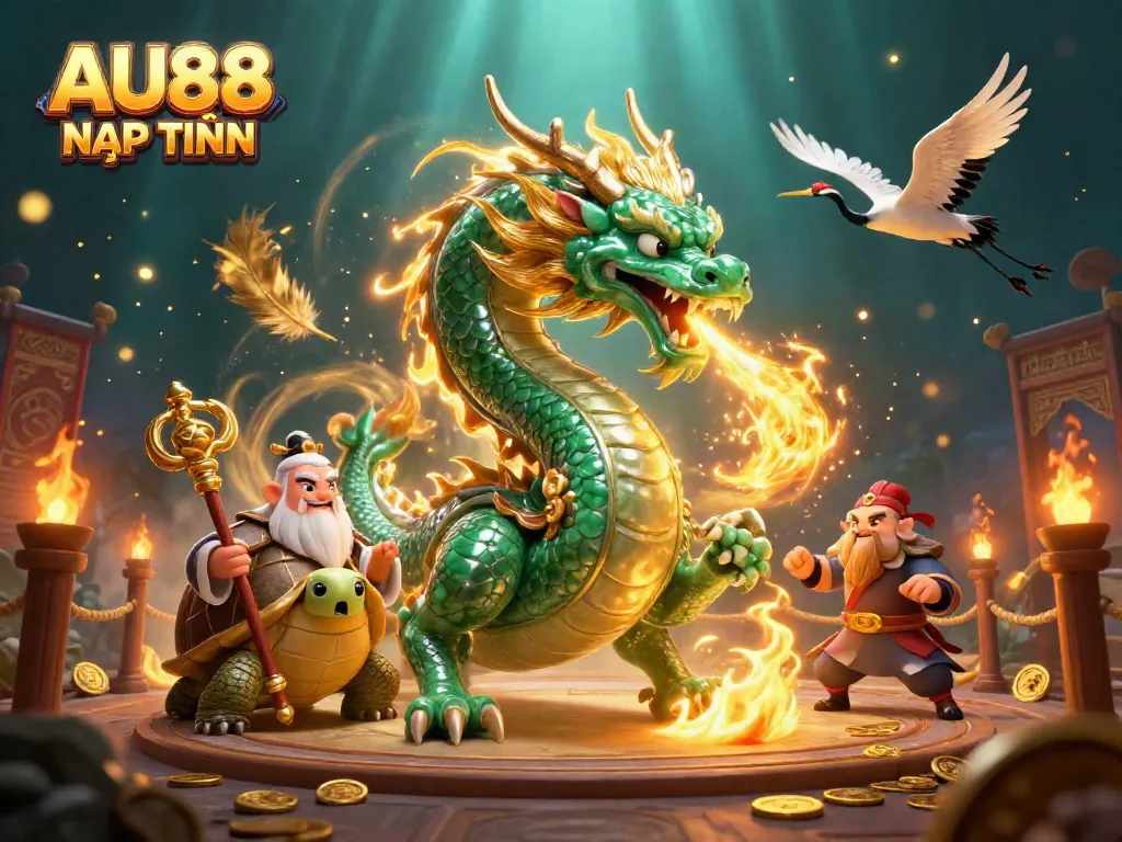 Experience the excitement of AU88 NẠP TIỀN with vibrant 3D characters and dynamic casino elements.