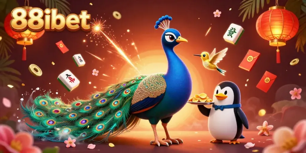 Experience the vibrant action of 88ibet with an illustration of playful casino-themed characters and dynamic elements.