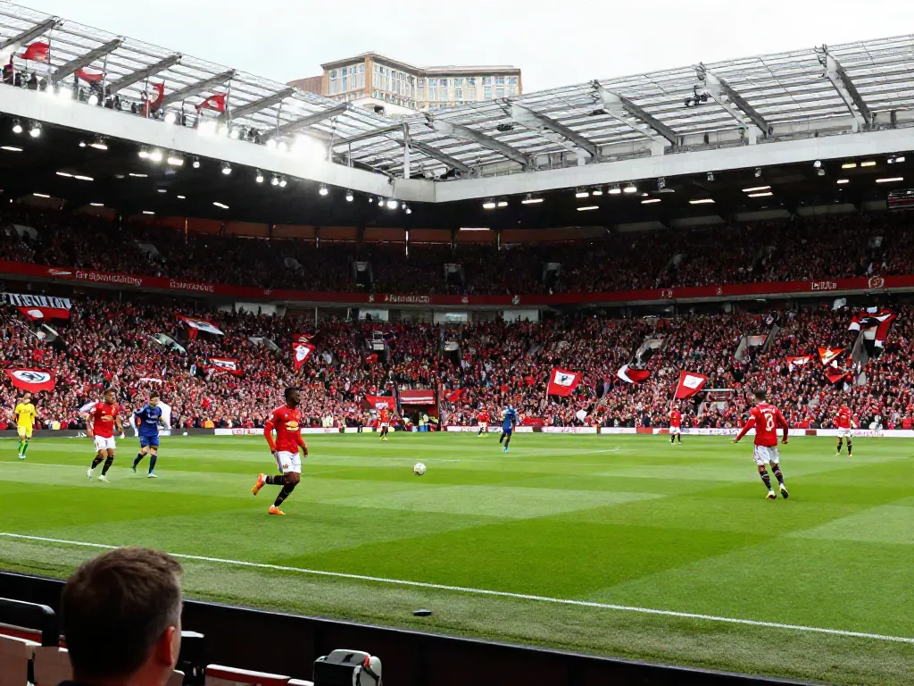 Exciting Manchester United vs Liverpool match scene, showcasing players and vibrant crowd energy.