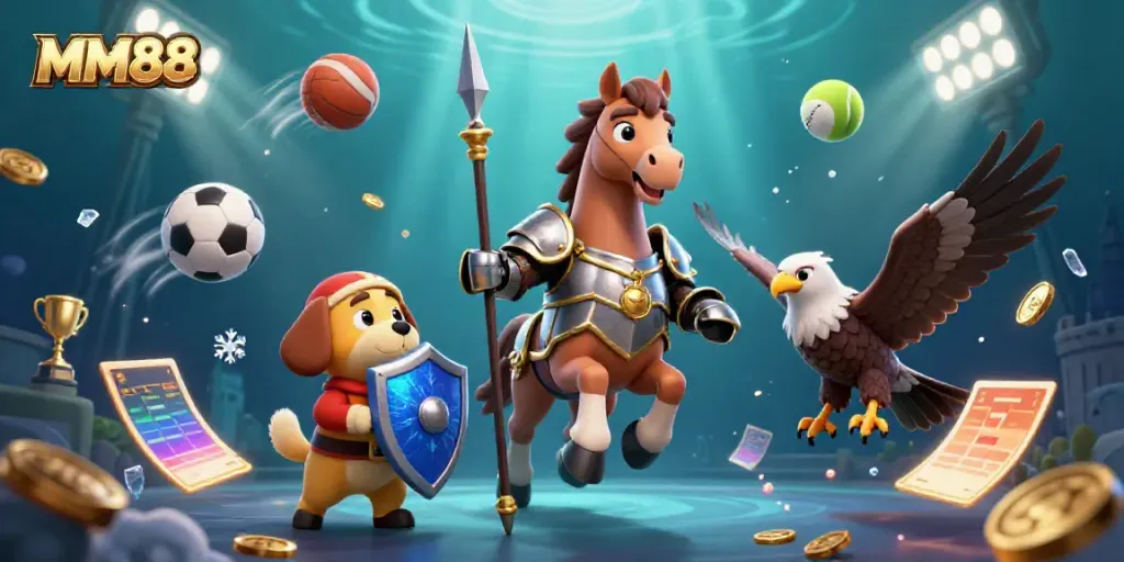 Experience thrilling sports betting action with MM88, featuring knights and dynamic game elements.