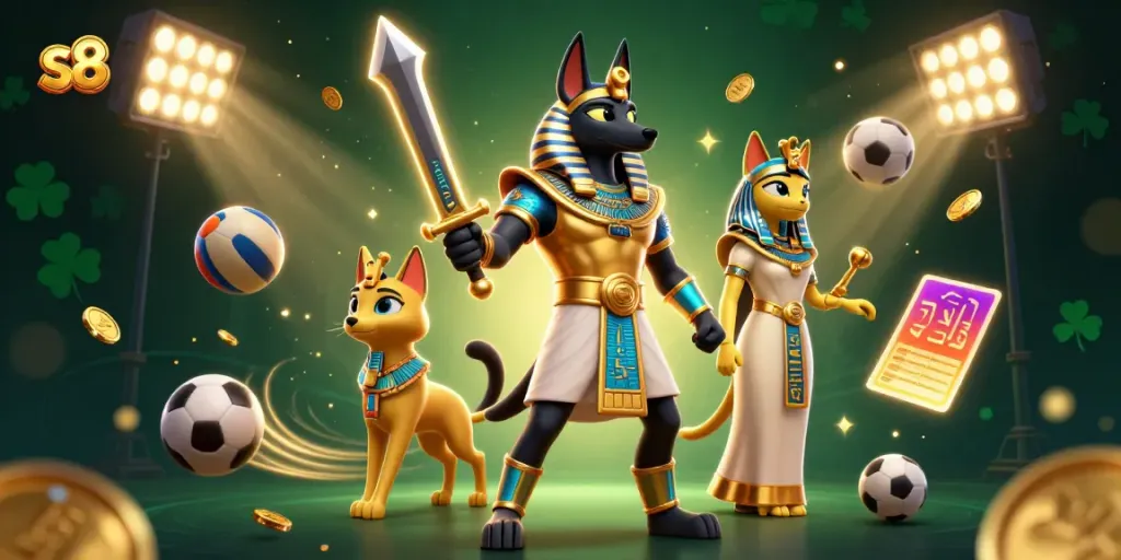 Engage with S8 through an exciting gambling adventure featuring dynamic characters and vibrant sports elements.