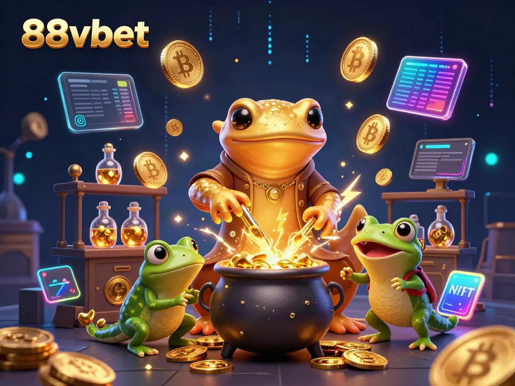 Experience the magic of 88vbet with alchemist characters amidst dazzling casino elements.