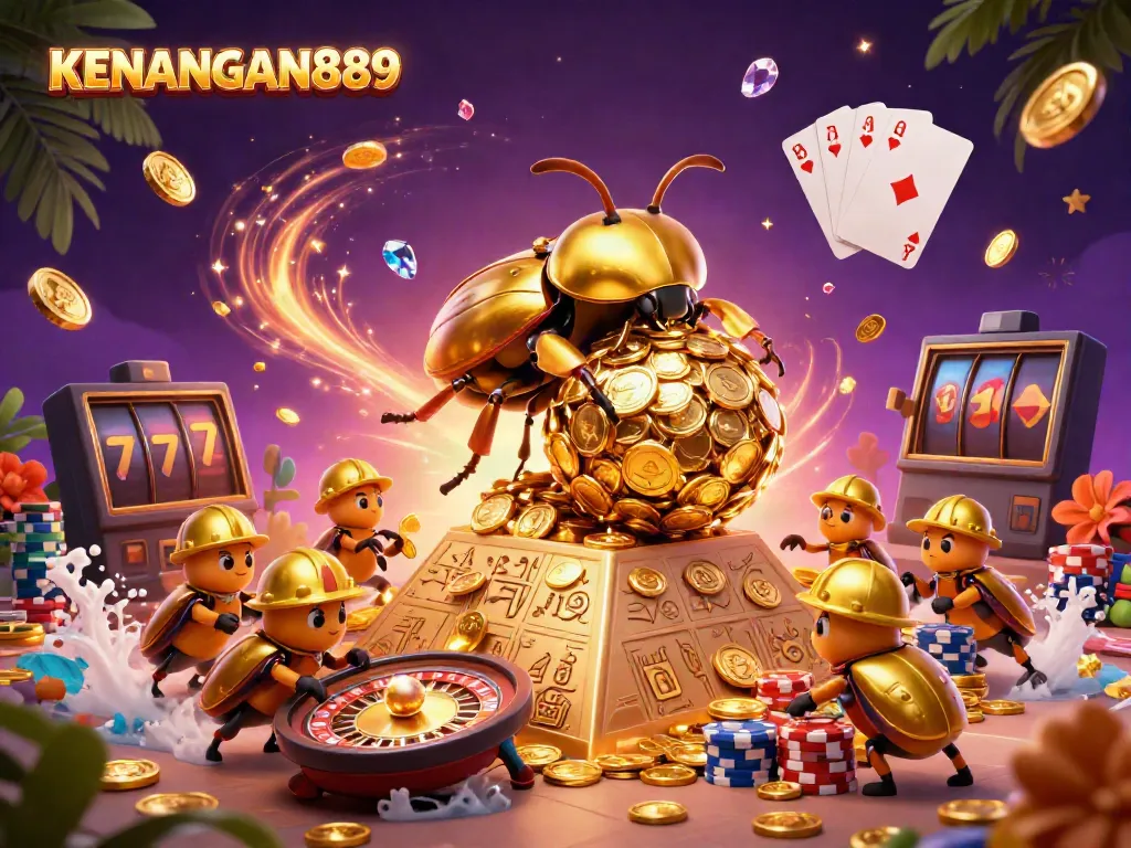 Spin and win at KENANGAN889 with a golden beetle scene full of casino magic!