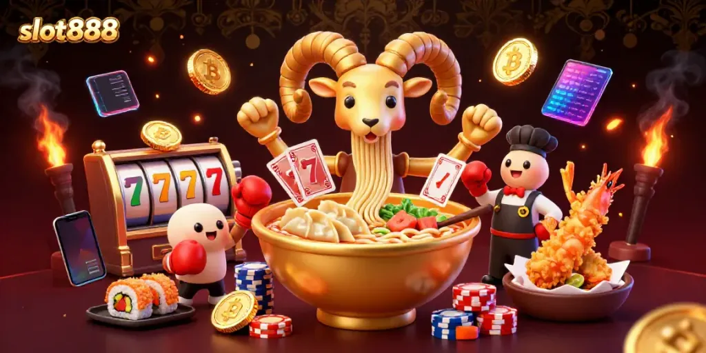 Experience thrilling gameplay with slot888's vibrant characters and jackpot elements in a dynamic casino scene.